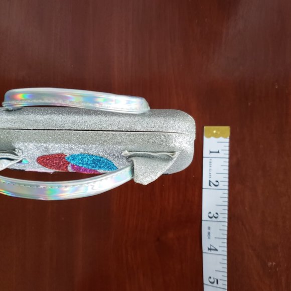 Hard shell Silver Sparkly eyeglass case with handles. Eyeglasses storage - Picture 9 of 9